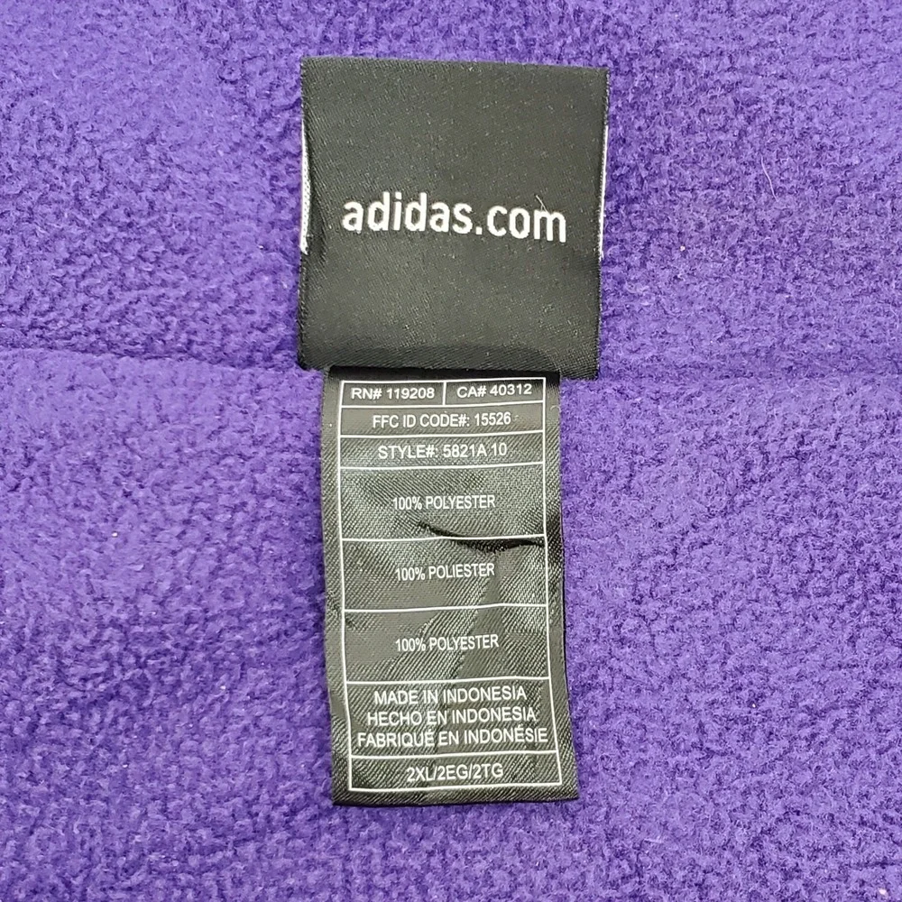 Adidas Mens‎ Elmira Soaring Eagles Purple Full Zip Fleece Lined Jacket 2XL